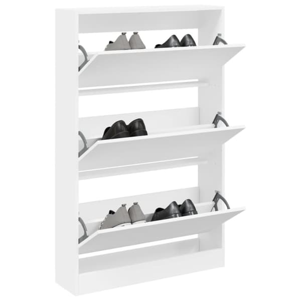 The Living Store skoreol 80x21x125,5 cm konstrueret træ hvid - Skoopbevaring