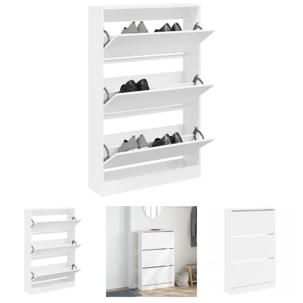 The Living Store skoreol 80x21x125,5 cm konstrueret træ hvid - Skoopbevaring