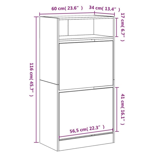 The Living Store skoreol 60x34x116 cm konstrueret træ hvid -  Skoopbevaring