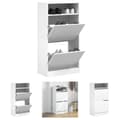 Miniatyrbillede 1 af 11: The Living Store skoreol 60x34x116 cm konstrueret træ hvid -  Skoopbevaring