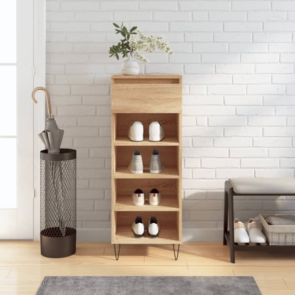 The Living Store Kenkäkaappi Sonoma-tammi 40x36x105 cm tekninen puu -  Kenkähyllyt & -telineet