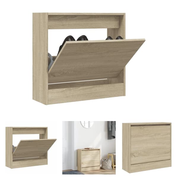 The Living Store skoreol 60x21x57 cm konstrueret træ sonoma-eg -  Skoopbevaring