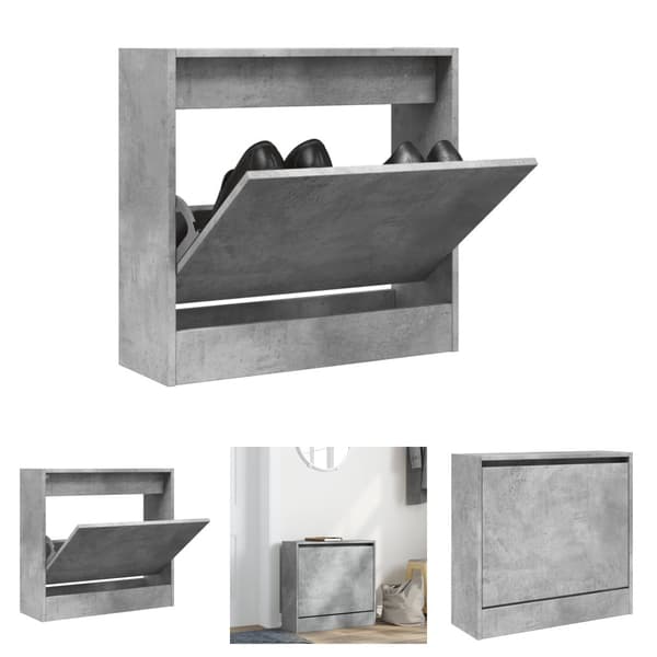 The Living Store skoreol 60x21x57 cm konstrueret træ betongrå - Skoopbevaring