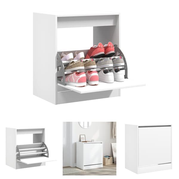 The Living Store skoreol 60x42x69 cm konstrueret træ hvid -  Skoopbevaring