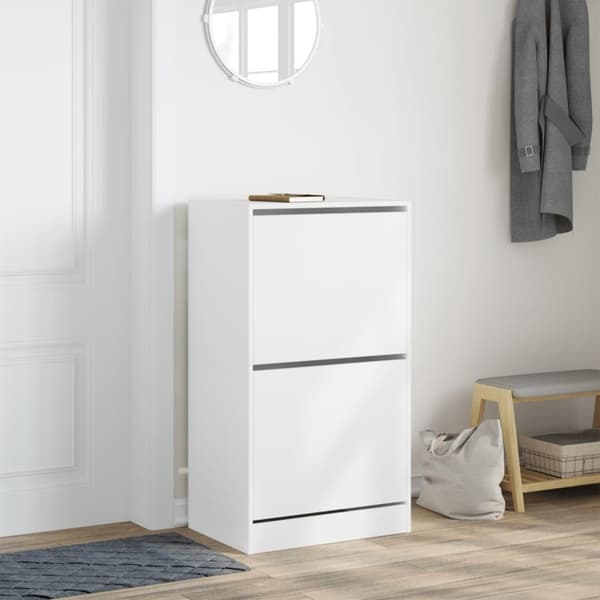 The Living Store Skoskåp med 2 flip-lådor vit 60x42x108 cm -  Skoställ & skohyllor