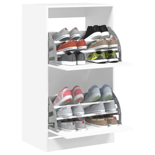 The Living Store Skoskåp med 2 flip-lådor vit 60x42x108 cm -  Skoställ & skohyllor