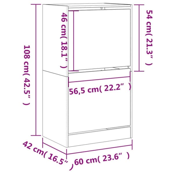 The Living Store Skoskåp med 2 flip-lådor vit 60x42x108 cm -  Skoställ & skohyllor