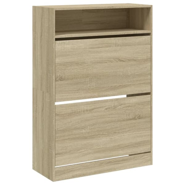 The Living Store skoskab med 2 vippeskuffer 80x34x116 cm sonoma-eg -  Skoopbevaring