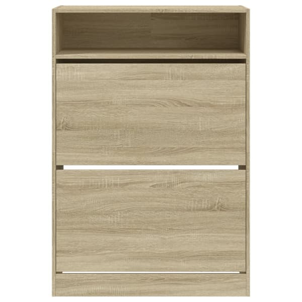 The Living Store skoskab med 2 vippeskuffer 80x34x116 cm sonoma-eg -  Skoopbevaring