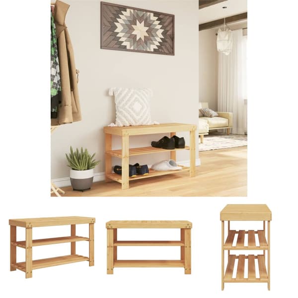 The Living Store Skohylla 3-hyllor 70x27,5x45 cm bambu -  Skoställ & skohyllor