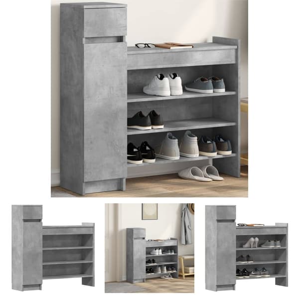 The Living Store skoreol 100,5x28x100 cm konstrueret træ betongrå -  Skoopbevaring