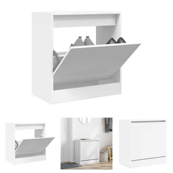 The Living Store skoreol 60x34x63,5 cm konstrueret træ hvid - Skoopbevaring