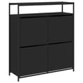 Pikkukuva 3 / 11: The Living Store Kenkäkaappi 4 kääntölaatikolla musta 100x34x112 cm -  Kenkähyllyt & -telineet