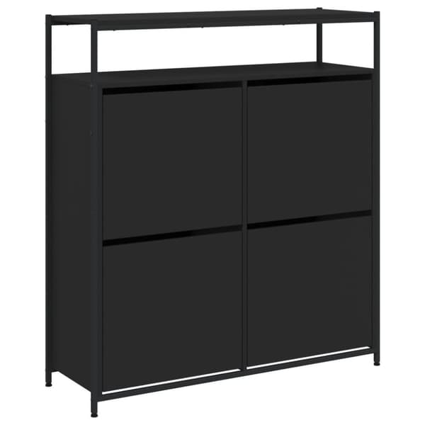 The Living Store Kenkäkaappi 4 kääntölaatikolla musta 100x34x112 cm -  Kenkähyllyt & -telineet