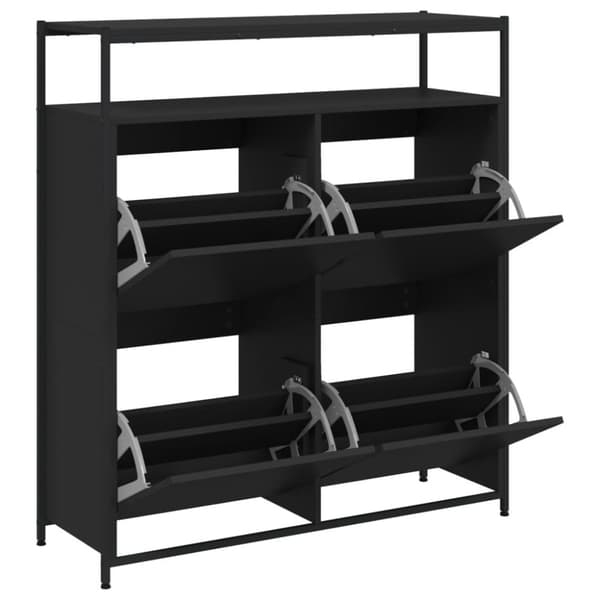 The Living Store Kenkäkaappi 4 kääntölaatikolla musta 100x34x112 cm - Kenkähyllyt & -telineet