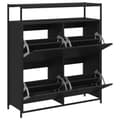 Pikkukuva 6 / 11: The Living Store Kenkäkaappi 4 kääntölaatikolla musta 100x34x112 cm -  Kenkähyllyt & -telineet