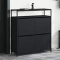 Pikkukuva 2 / 11: The Living Store Kenkäkaappi 4 kääntölaatikolla musta 100x34x112 cm -  Kenkähyllyt & -telineet