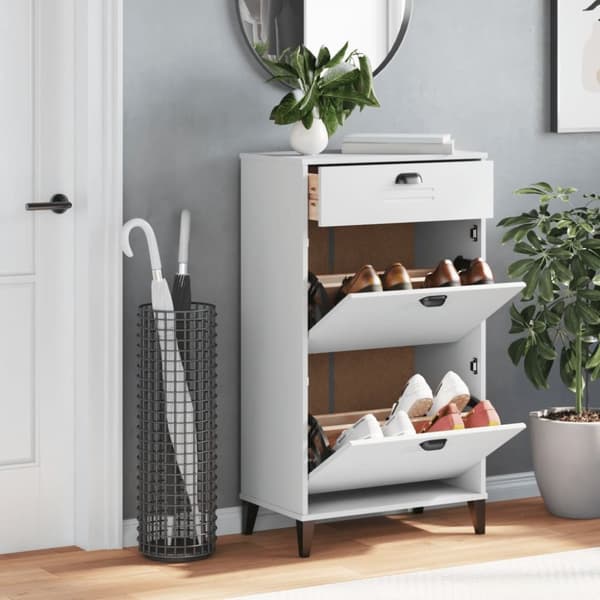 The Living Store Kenkäkaappi VIKEN valkoinen tekninen puu -  Kenkähyllyt & -telineet