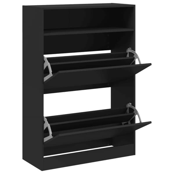 The Living Store Kenkäkaappi 2 kääntölaatikolla musta 80x34x116 cm -  Kenkähyllyt & -telineet