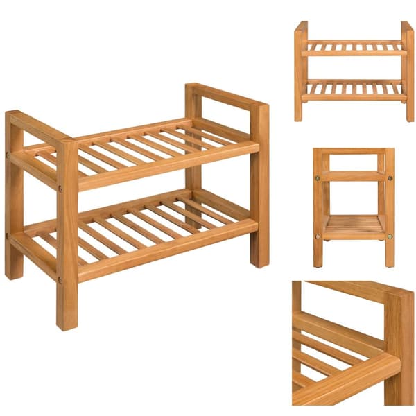 Skoopbevaring - Living skostativ med 2 hylder 49,5x27x40 cm massivt egetræ