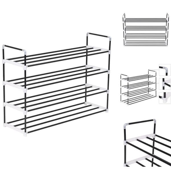 Skoställ & skohyllor - Living Skohylla med 4 hyllor metall och plast svart