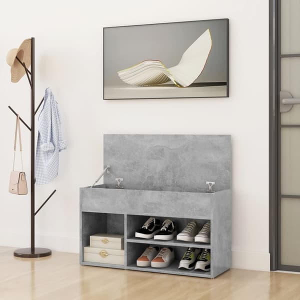 Skoställ & skohyllor - Living Skobänk betonggrå 80x30x45 cm spånskiva