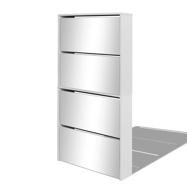 Skoopbevaring - Living skoskab 4 rum spejl hvid 63 x 17 x 134 cm