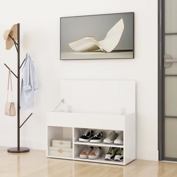 Skoopbevaring - Living skoreol 80x30x45 cm spånplade hvid højglans