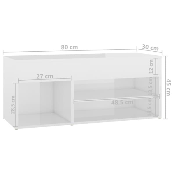 Skoopbevaring - Living skoreol 80x30x45 cm spånplade hvid højglans