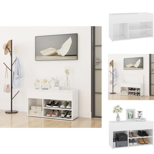 Skoopbevaring - Living skoreol 80x30x45 cm spånplade hvid højglans