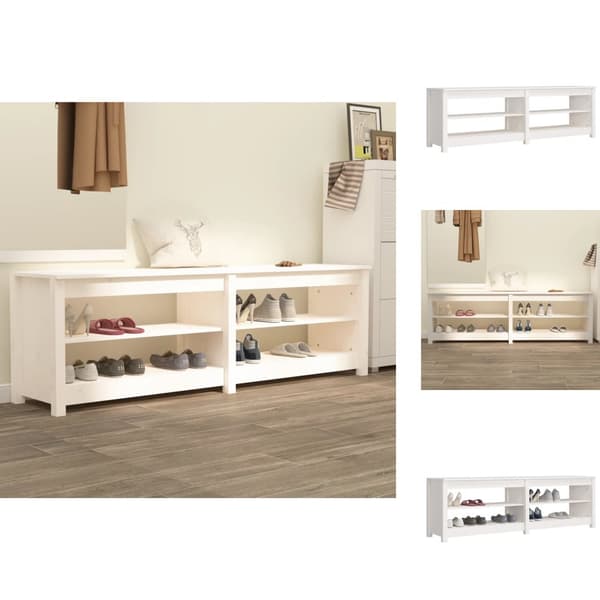 Skoställ & skohyllor - Living Skobänk vit 160x36,5x50 cm massiv furu