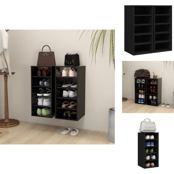 Skoopbevaring - Living skoreoler 2 stk. 31,5x35x70 cm spånplade sort