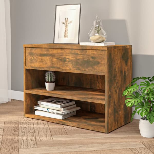 Skoställ & skohyllor - Living Skobänk rökfärgad ek 60x30x45 cm konstruerat trä