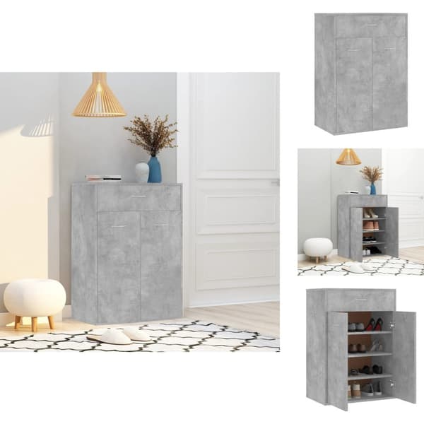 Kenkähyllyt & -telineet - Living Kenkäkaappi betoninharmaa 60x35x84 cm tekninen puu
