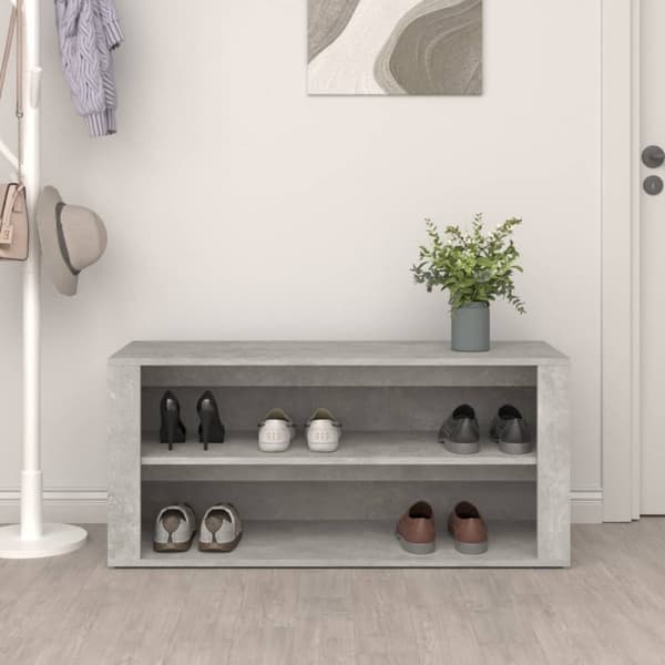 Skoopbevaring - Living skoreol 100x35x45 cm konstrueret træ betongrå