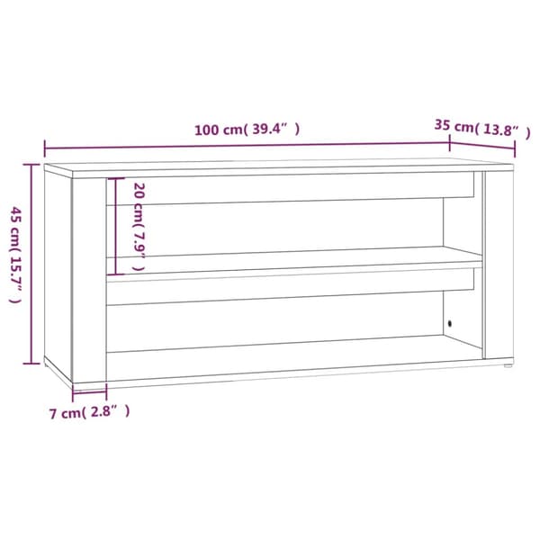 Skoopbevaring - Living skoreol 100x35x45 cm konstrueret træ betongrå