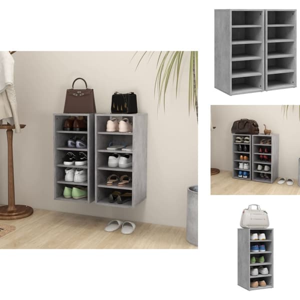 Skoopbevaring - Living skoreoler 2 stk. 31,5x35x70 cm spånplade betongrå