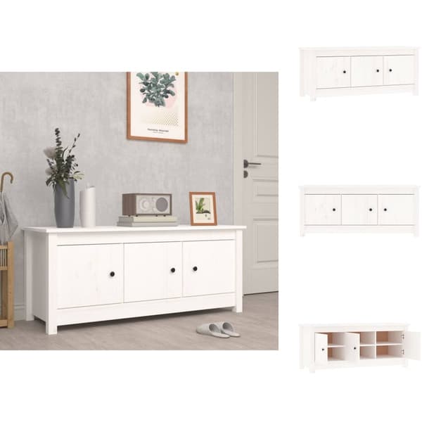 Skoopbevaring - Living skoreol 110x38x45,5 cm massivt fyrretræ hvid
