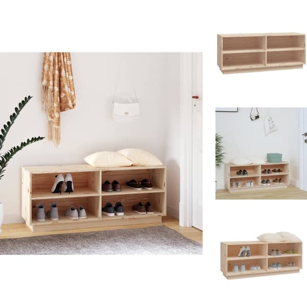 Skoställ & skohyllor - Living Skoskåp 110x34x45 cm massiv furu
