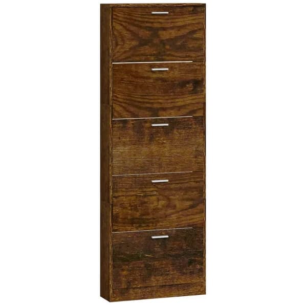 Skoopbevaring - Living skoskab 59x17x169 cm konstrueret træ røget egetræsfarve
