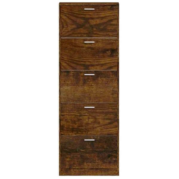 Skoopbevaring - Living skoskab 59x17x169 cm konstrueret træ røget egetræsfarve