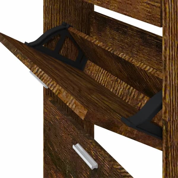 Skoopbevaring - Living skoskab 59x17x169 cm konstrueret træ røget egetræsfarve