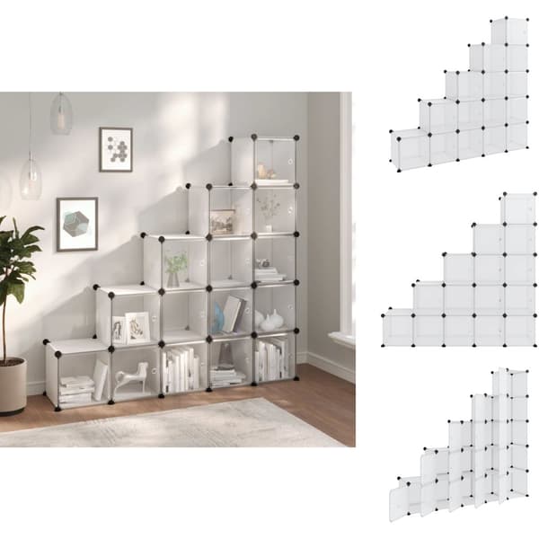 Skoopbevaring - Living kubeformede opbevaringskasser 15 stk. med låger PP transparent