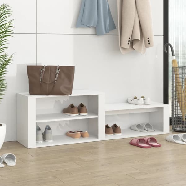 Skoopbevaring - Living skoreol 150x35x45 cm konstrueret træ hvid højglans