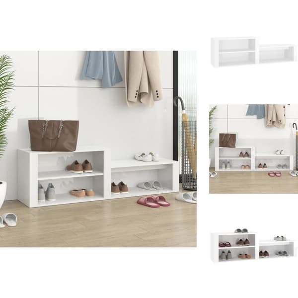 Skoopbevaring - Living skoreol 150x35x45 cm konstrueret træ hvid højglans
