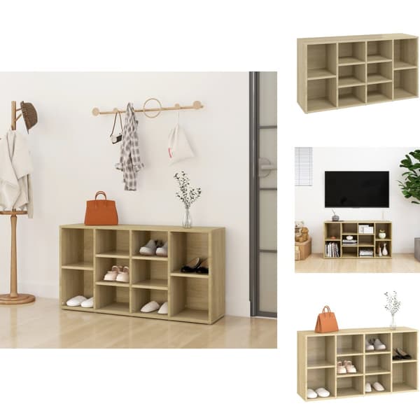 Skoopbevaring - Living skobænk 103x30x54,5 cm konstrueret træ sonoma-eg