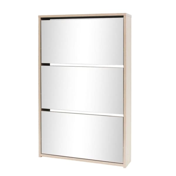 Kenkähyllyt & -telineet - Living Kenkäkaappi 3 kerrosta ja peilit Tammi 63x17x102.5 cm