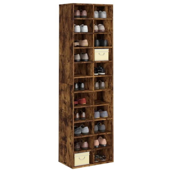 Skoopbevaring - Living skoreol 54x34x183 cm konstrueret træ røget egetræ