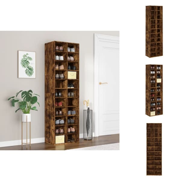Skoopbevaring - Living skoreol 54x34x183 cm konstrueret træ røget egetræ