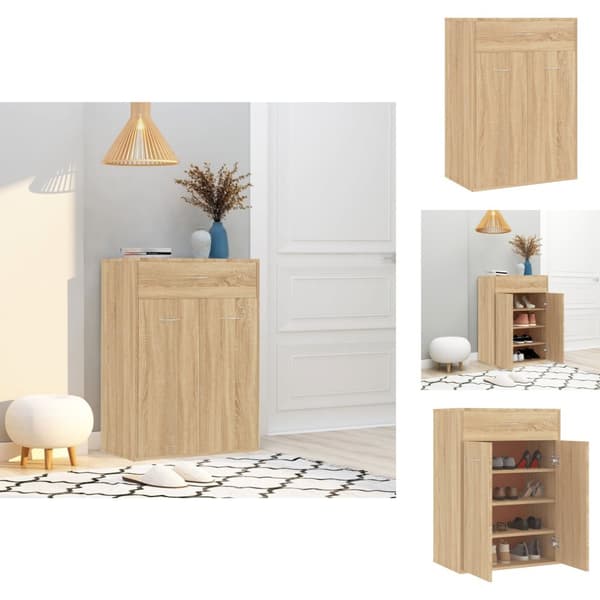 Skoopbevaring - Living skoskab 60x35x84 cm konstrueret træ sonoma-eg